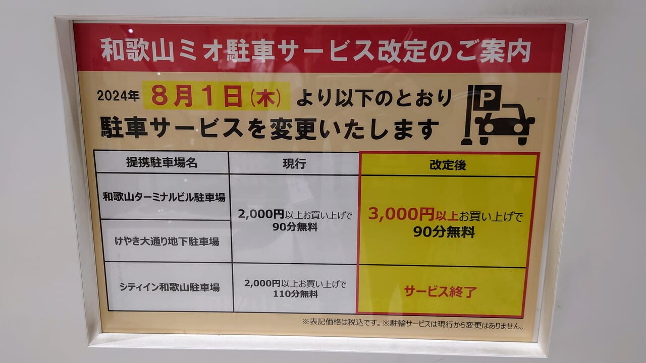 MIO駐車場料金改定